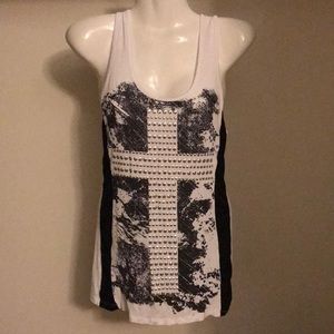 white/black tank top